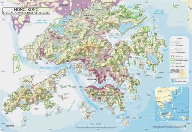 Hong Kong elevation map