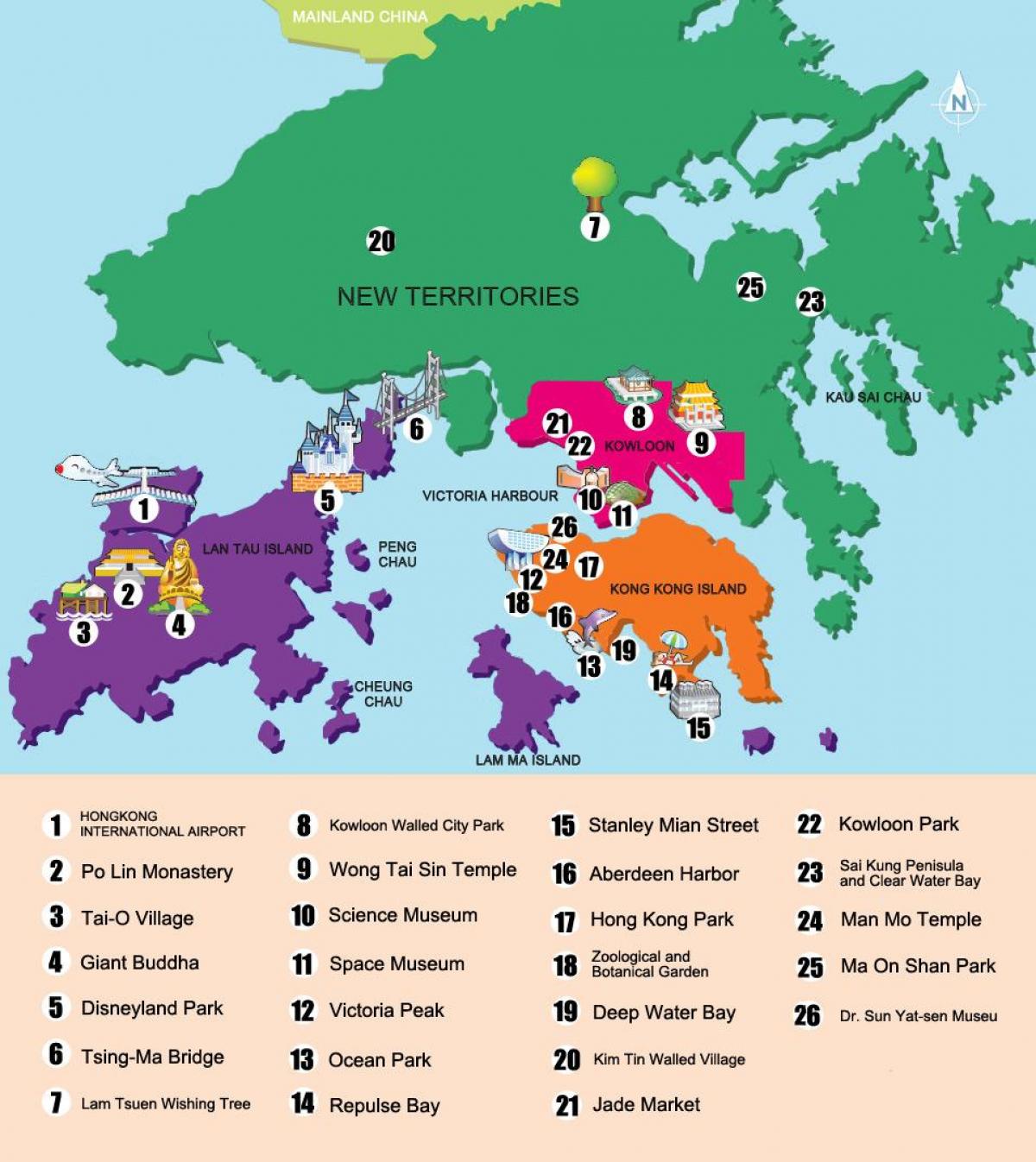 Hong Kong sightseeing map