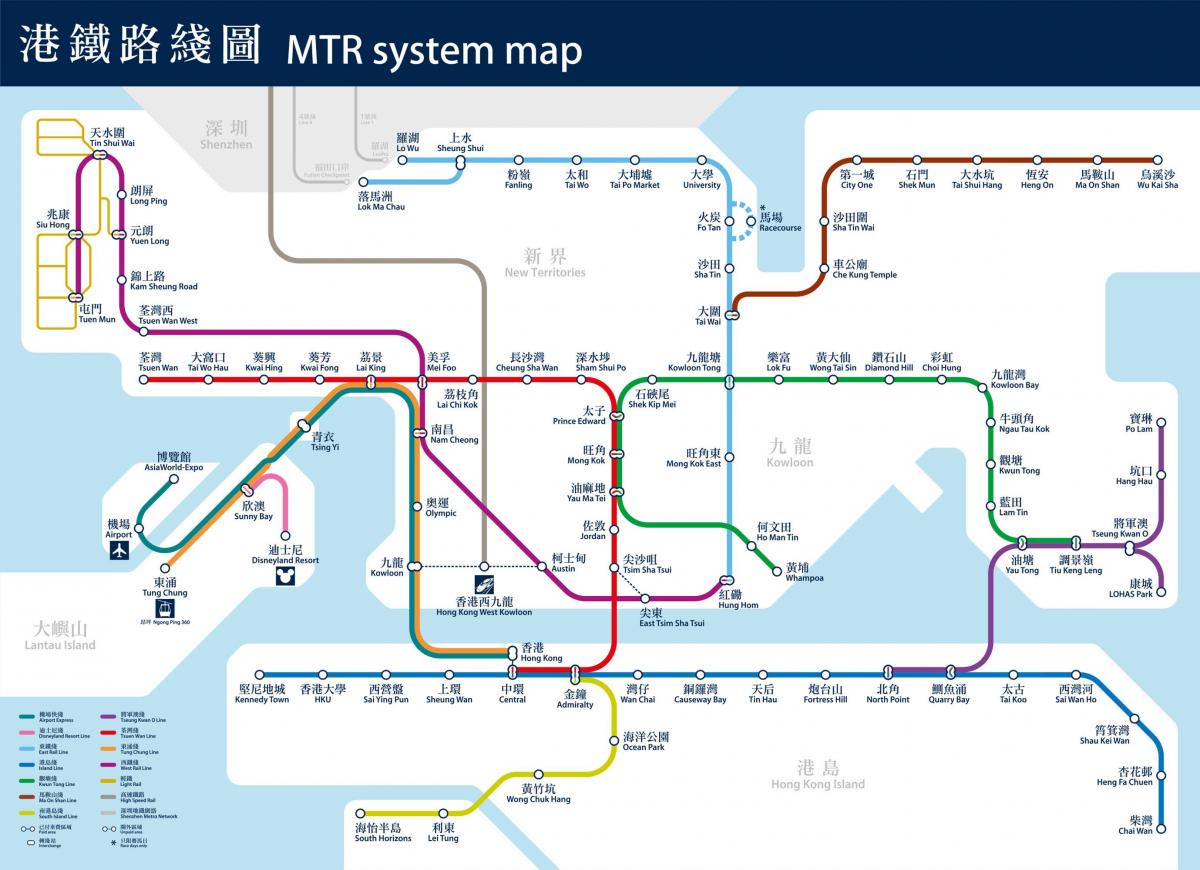 Hong Kong railway stations map